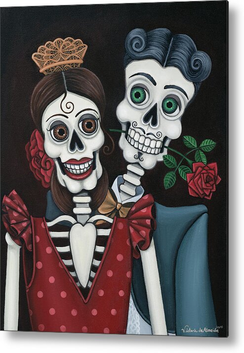 Day Of The Dead Metal Print featuring the painting Every Juan Loves Carmen by Victoria De Almeida