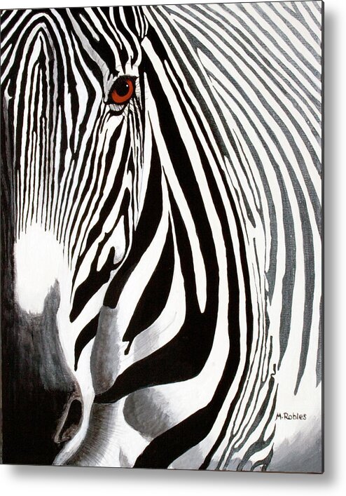 Africa Metal Print featuring the painting Eye of the Zebra by Mike Robles