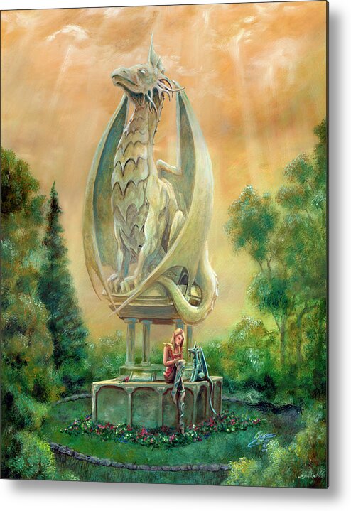 Dragon Metal Print featuring the painting Fallen Hero by MGL Meiklejohn Graphics Licensing