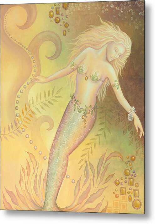 Mermaid Metal Print featuring the painting Falling into the Abyss by B K Lusk
