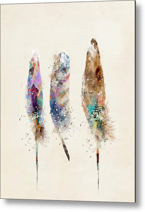 Feathers Metal Print featuring the painting Feathers by Bri Buckley
