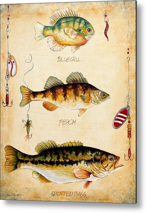 Acrylic Painting Metal Print featuring the painting Fish Trio-C by Jean Plout