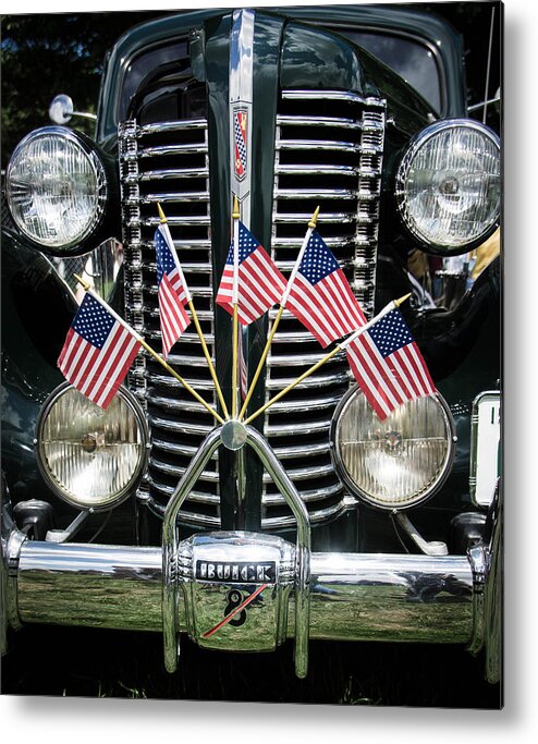 Hot Rod Metal Print featuring the photograph Flagged Buick straight 8 by Ron Roberts