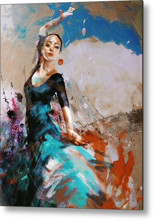 Jazz Metal Print featuring the painting Flamenco 42 by Maryam Mughal