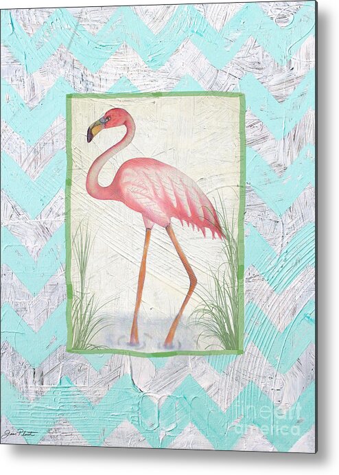 Jean Plout Metal Print featuring the painting Flamingo by Jean Plout