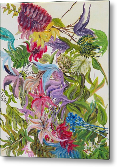 Floral Metal Print featuring the painting Floral Frenzy by Mikki Alhart