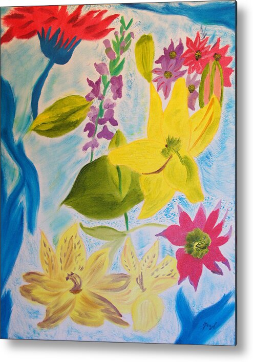 Flowers Metal Print featuring the painting Flowers For Mom by Meryl Goudey