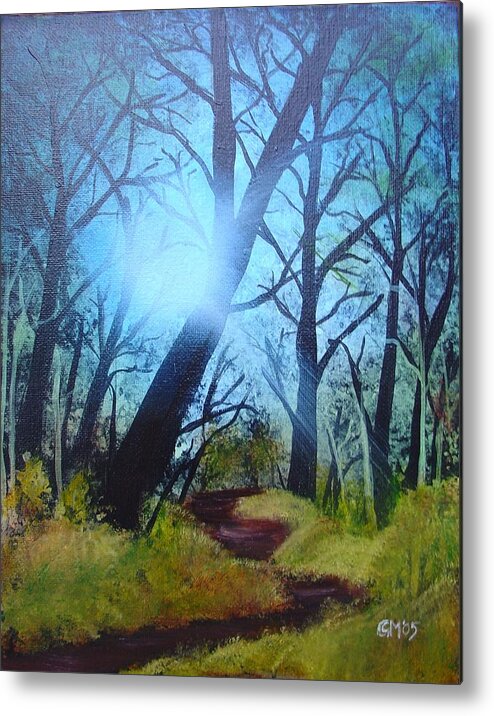 Painting Metal Print featuring the painting Forest Sunlight by Charles and Melisa Morrison