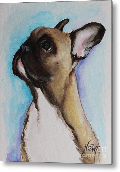 Noewi Metal Print featuring the painting French Bull Dog Puppy by Jindra Noewi