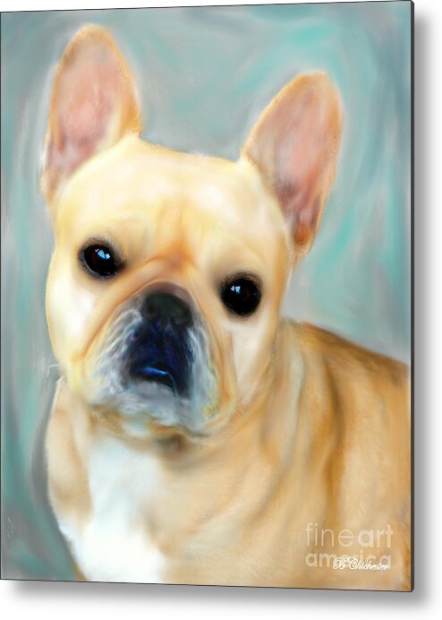 The French Bulldogs Were Highly Fashionable And Were Sought After By Society Ladies As Well As Creatives Such As Artists Metal Print featuring the painting French Bulldog Mystique D'Or by Barbara Chichester