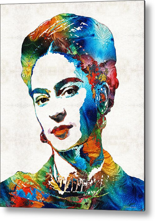 Frida Kahlo Metal Print featuring the painting Frida Kahlo Art - Viva La Frida - By Sharon Cummings by Sharon Cummings
