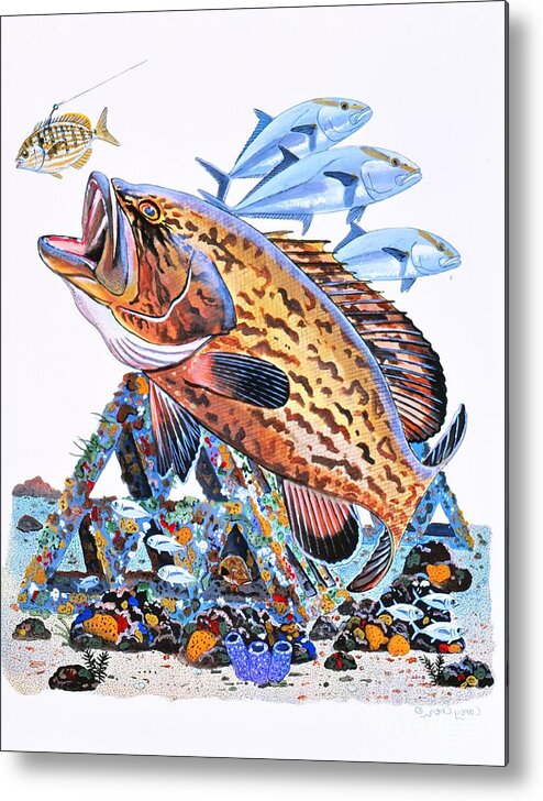 Gag Grouper Metal Print featuring the painting Gag Grouper by Carey Chen