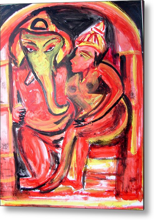 Ganesha-a7 Metal Print featuring the painting Ganesha-a7 by Anand Swaroop Manchiraju