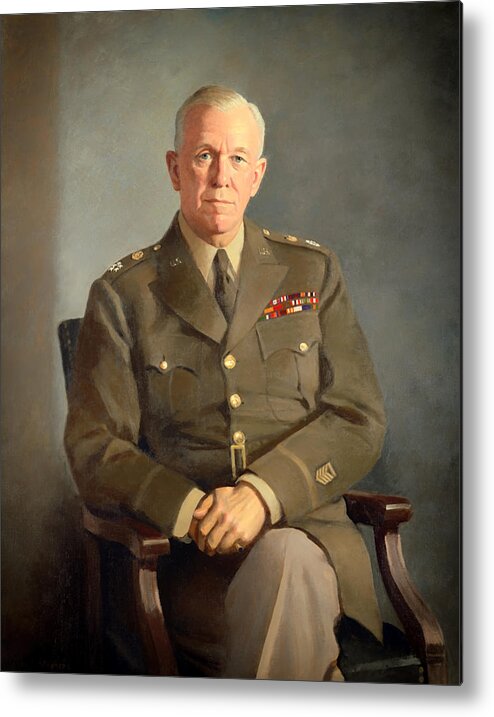 Painting Metal Print featuring the painting General George C Marshall by Mountain Dreams