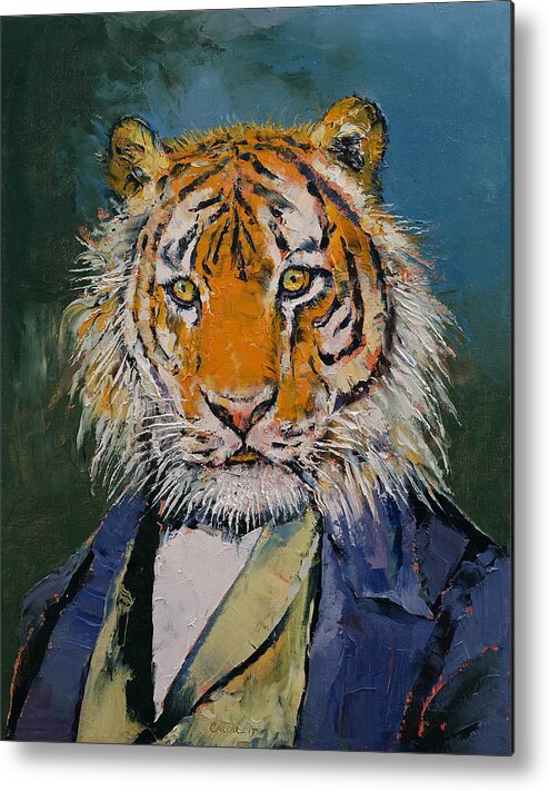 Art Metal Print featuring the painting Gentleman Tiger by Michael Creese