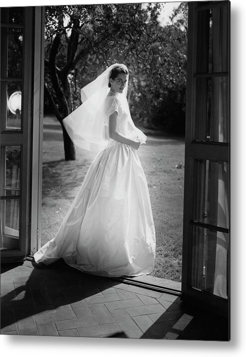 Society Metal Print featuring the photograph Geraldine Kohlenberg Wearing A Wedding Dress by Horst P. Horst