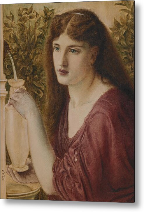 Girl Metal Print featuring the painting Girl at a Fountain by Simeon Solomon