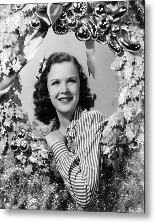 1940s Portraits Metal Print featuring the photograph Gloria Jean At Christmas, Universal by Everett
