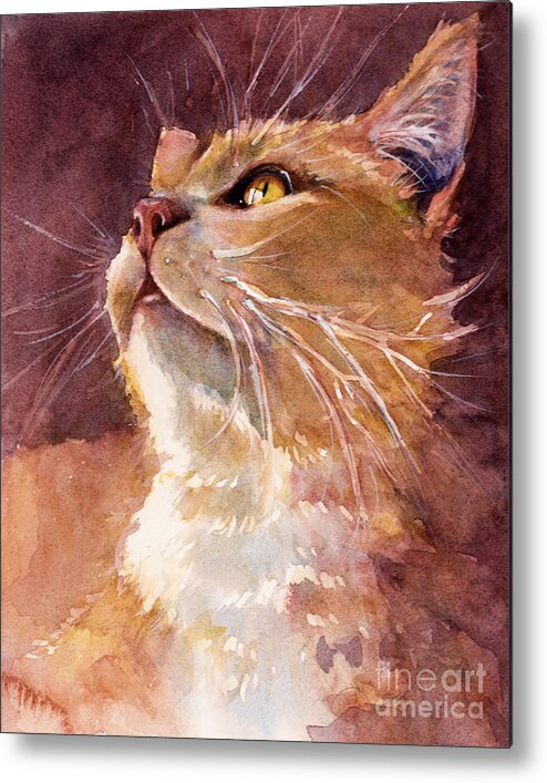 Cat Metal Print featuring the painting Golden Eyes by Judith Levins