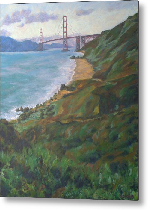 Golden Gate Bridge Metal Print featuring the painting Golden Gate Bridge by Kerima Swain