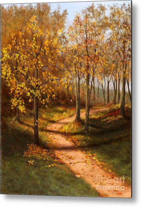 Landscapes Metal Print featuring the painting Golden Path by Sena Wilson