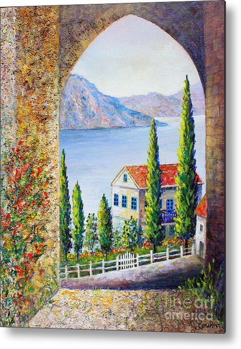 Greece Metal Print featuring the painting Greek Arch Vista by Lou Ann Bagnall