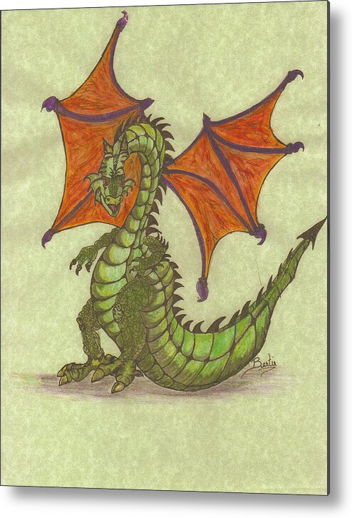 Dragon Metal Print featuring the painting Green Dragon by Bertie Edwards