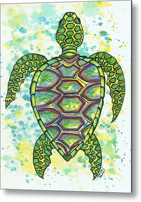 Animal Metal Print featuring the painting Green Sea Turtle by Darice Machel McGuire