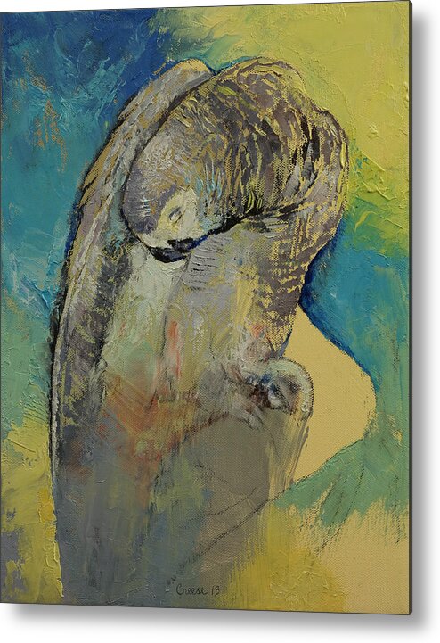 Abstract Metal Print featuring the painting Grey Parrot by Michael Creese