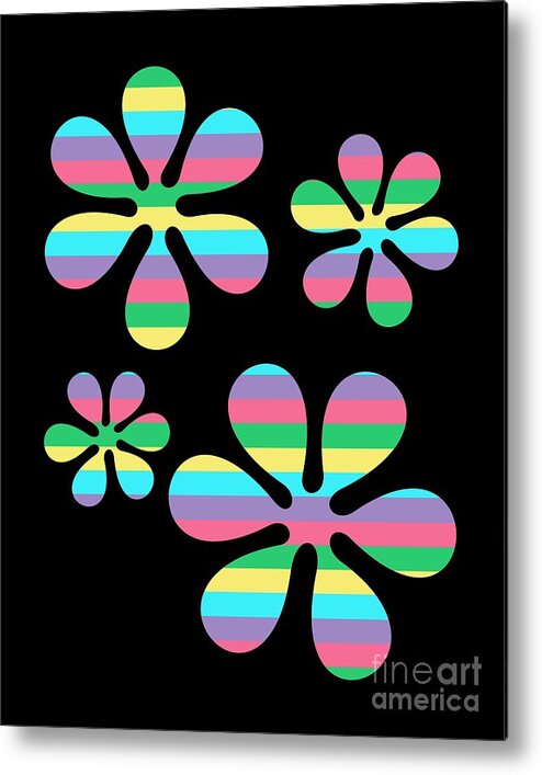 70s Metal Print featuring the digital art Groovy Flowers 4 by Donna Mibus