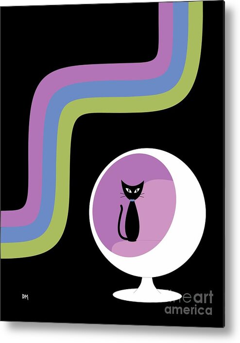 Black Cat Metal Print featuring the digital art Groovy Stripes 2 by Donna Mibus