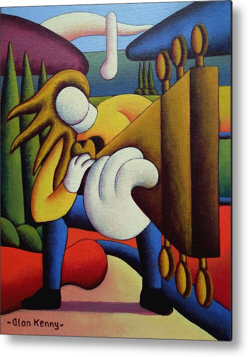 Rock Metal Print featuring the painting Guitar man by Alan Kenny