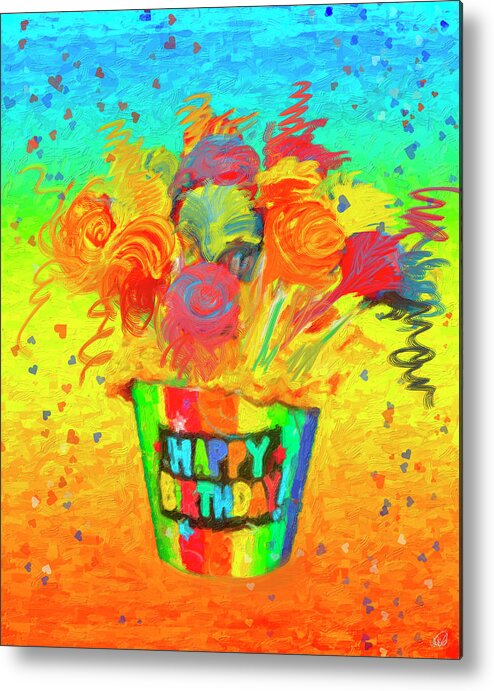 Flower Metal Print featuring the painting Happy Birthday by Angela Stanton