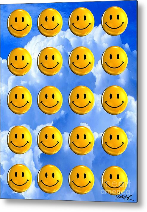 Sunshine Metal Print featuring the photograph Happy Happy Sunshine Day Bubble Smile Smiley Poster Print Original Signed Art by Robert R Splashy Art Abstract Paintings