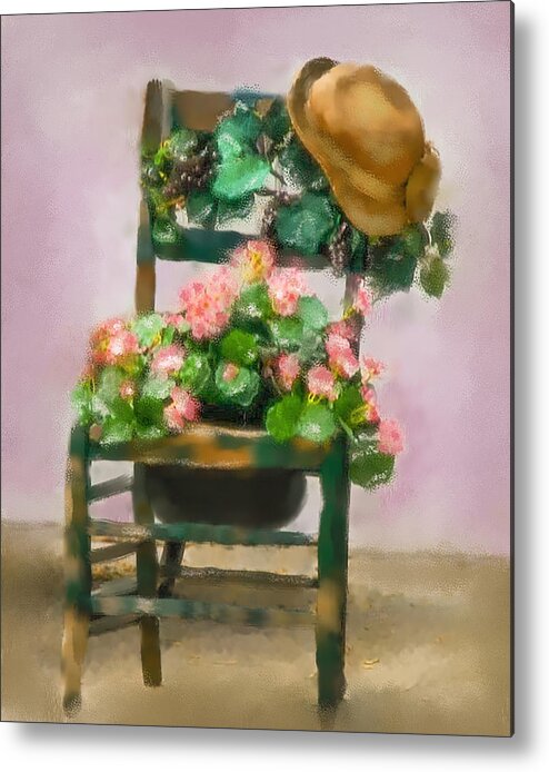 Antique Chair Metal Print featuring the photograph Hats Off by Mary Timman