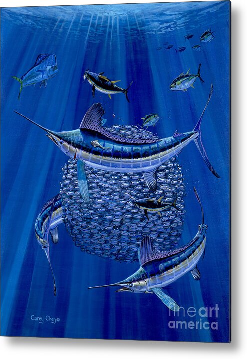 White Marlin Metal Print featuring the painting Having a ball Off0078 by Carey Chen