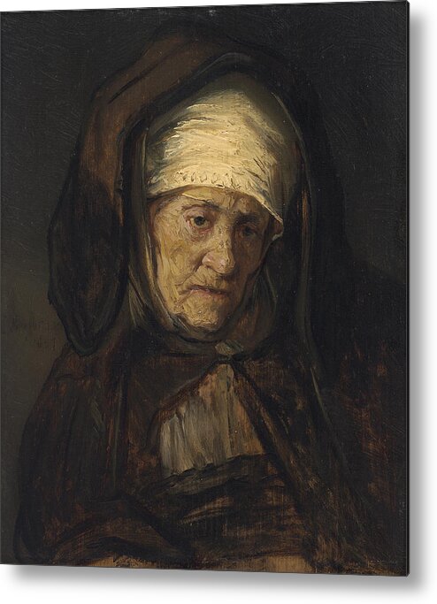 Rembrandt Metal Print featuring the painting Head of an Aged Woman by Rembrandt