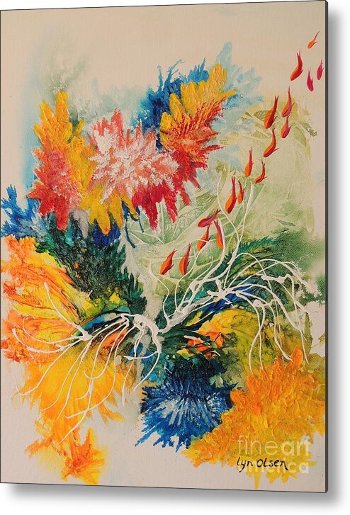 Coral Metal Print featuring the painting Heading Down #1 by Lyn Olsen