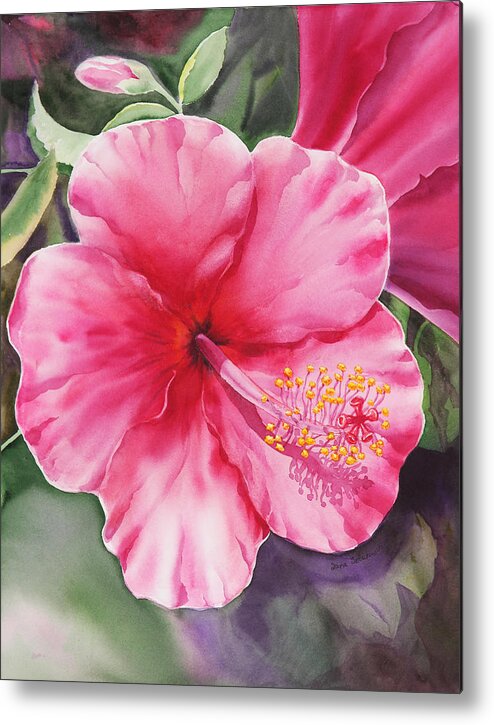 Hibiscus Metal Print featuring the painting Hibiscus by Irina Sztukowski