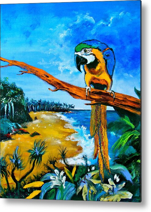 Tropical Bird Painting Metal Print featuring the painting High Esteem by Karon Melillo DeVega