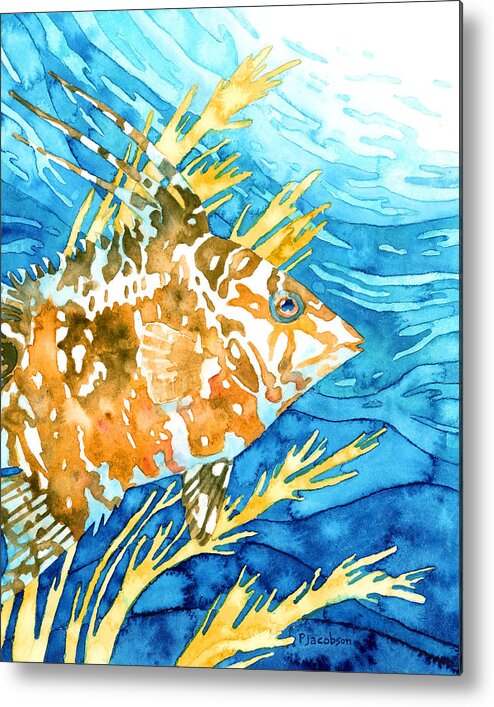 Hogfish Metal Print featuring the painting Hogfish Portrait by Pauline Walsh Jacobson