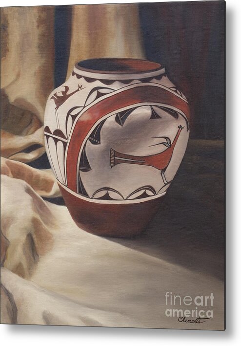 Southwest Indian Pottery Metal Print featuring the painting Hopi pottery by Barbara Barber