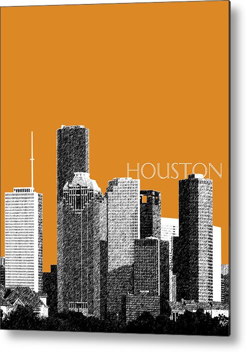 Architecture Metal Print featuring the digital art Houston Skyline - Dark Orange by DB Artist