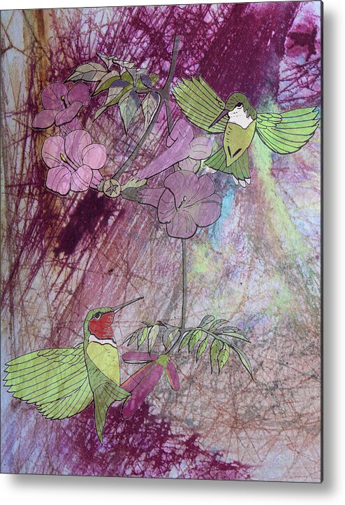 Mixed Media Metal Print featuring the mixed media Humming Bird by Donna Walsh