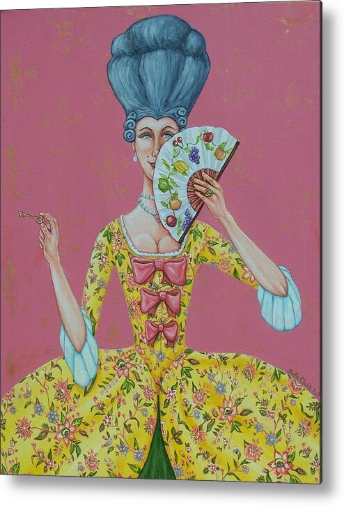 Women Metal Print featuring the painting I Am Desirous of Your Acquaintence-Language of the Fan by Beth Clark-McDonal