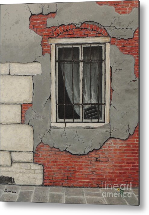 Brick Wall Metal Print featuring the painting If This Wall Could Talk by David Swint
