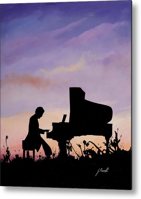 Musical Intruments Metal Print featuring the painting Il Pianista by Guido Borelli