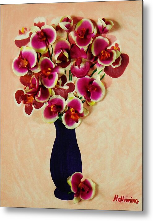 Orchid Bouquet Metal Print featuring the painting Illusion by Celeste Manning