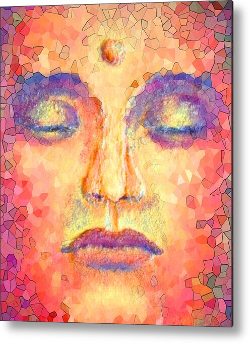 Buddha Metal Print featuring the painting Intense by Ginny Schmidt