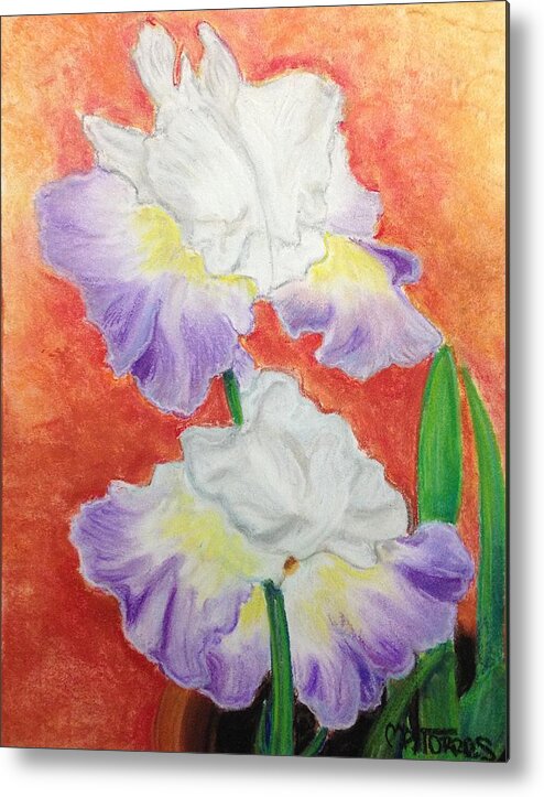 Flowers Metal Print featuring the pastel Irises by Melissa Torres